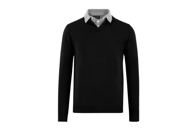 Men's pullover with shirt collar and half-zipper