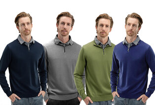Men's pullover with shirt collar and half-zipper — 12