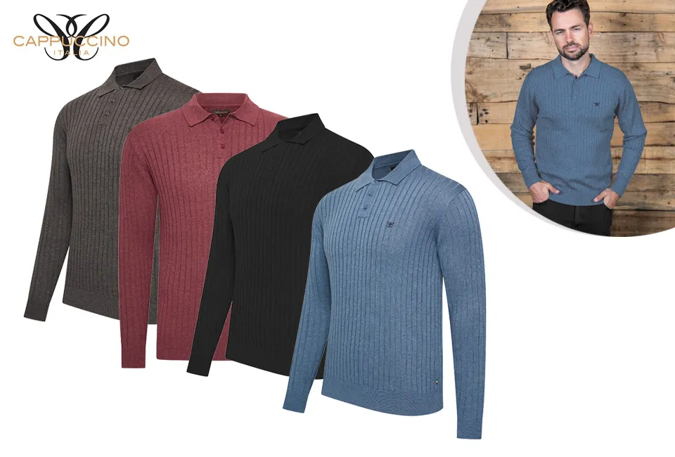 Polo de manga larga con cierre de botones