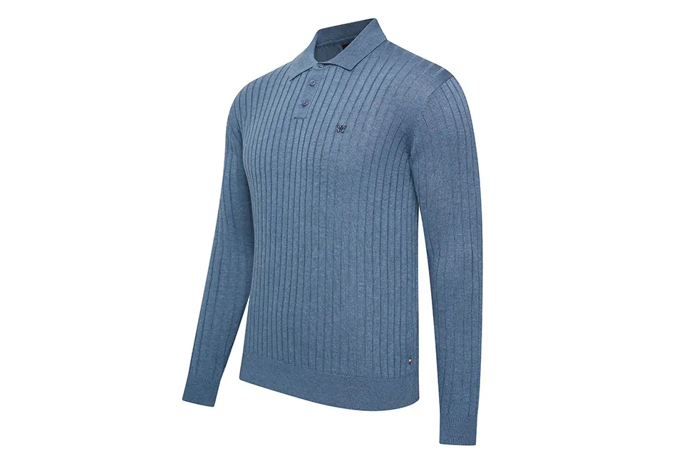 Polo de manga larga con cierre de botones