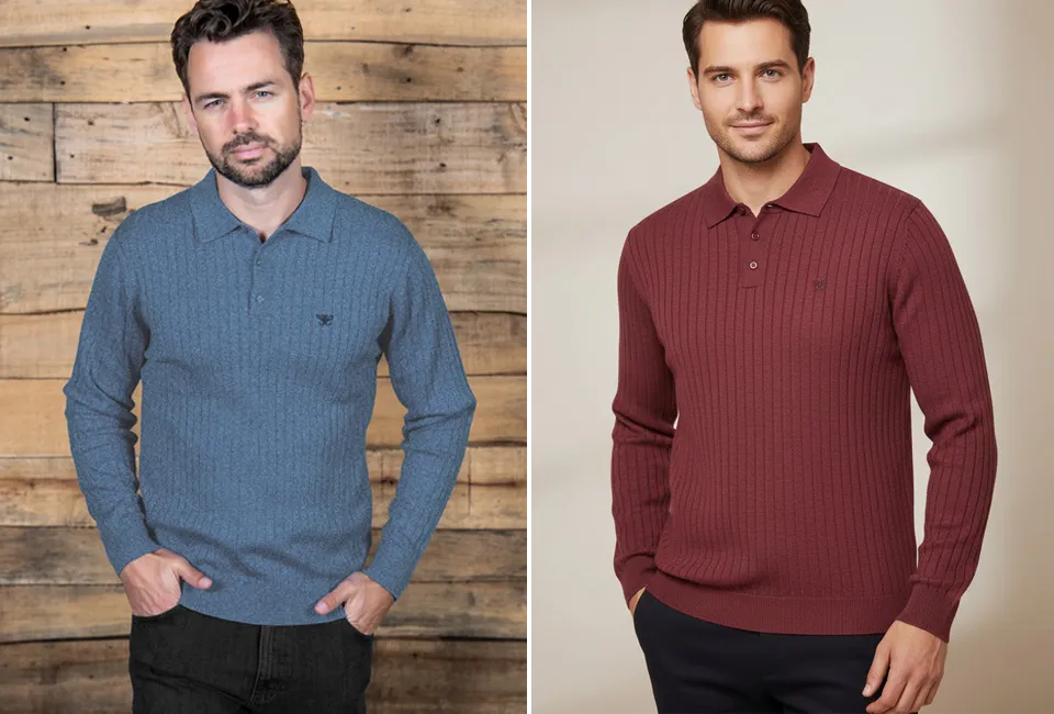 Polo de manga larga con cierre de botones