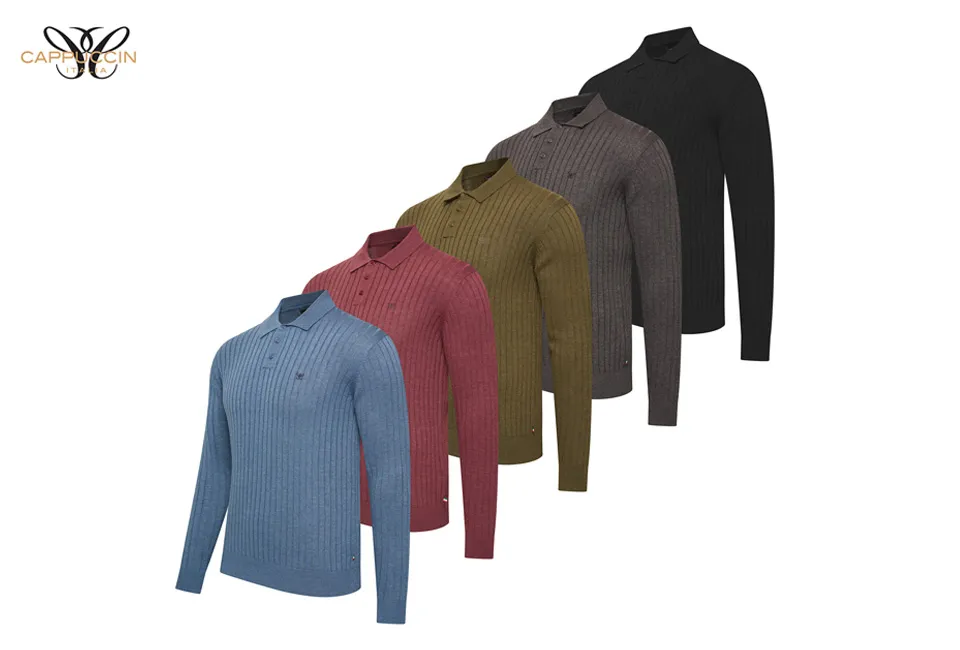 Polo de manga larga con cierre de botones