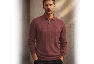 Elegante polo da uomo a maniche lunghe in maglia — 5