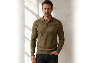 Elegante polo da uomo a maniche lunghe in maglia — 8