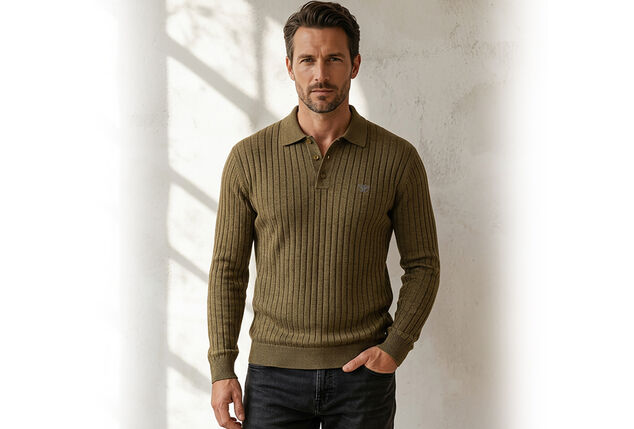Elegante polo da uomo a maniche lunghe in maglia
