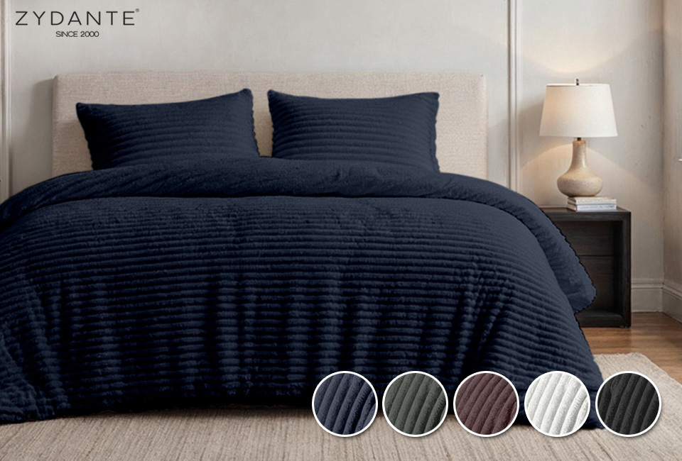 Heerlijk zacht dekbedovertrek met teddy fleece en ribstructuur