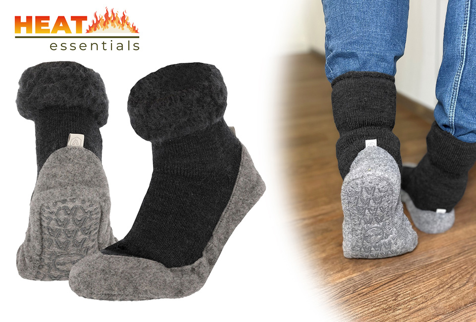 Chaussettes-pantoufles antidérapantes en laine