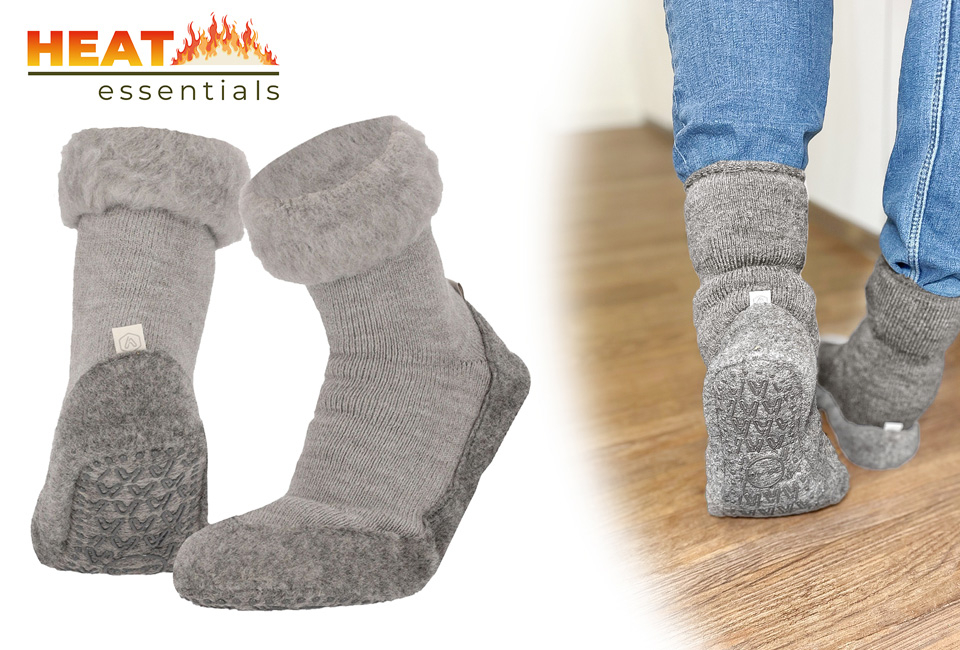 Chaussettes-pantoufles antidérapantes en laine