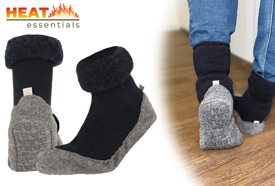 Chaussettes-pantoufles antidérapantes en laine