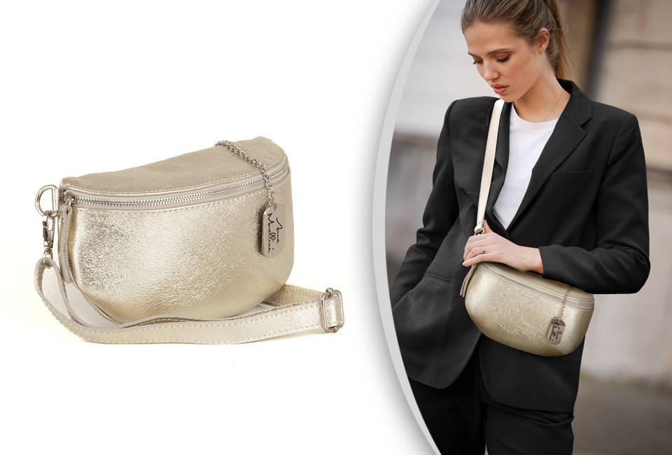 Élégant sac à main italien en cuir signé Anna Morellini