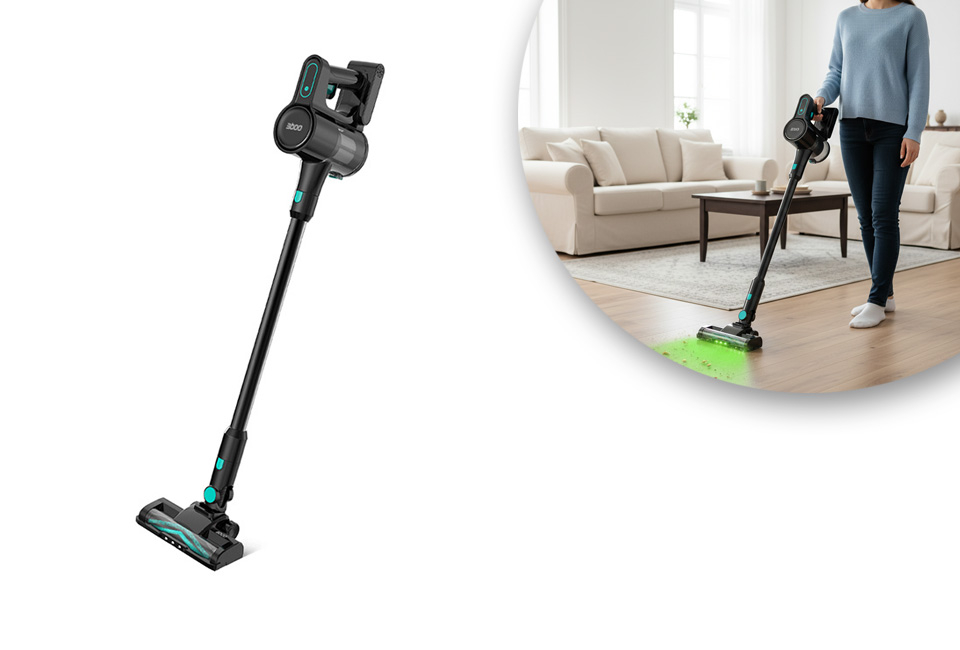 OOQE V-POWER TURBO: Geavanceerde draadloze steelstofzuiger met krachtige motor