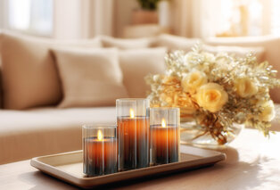Conjunto elegante de 3 velas LED recarregáveis com vidro — 4