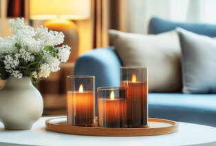 Conjunto elegante de 3 velas LED recarregáveis com vidro — 5