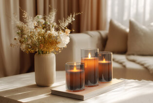 Conjunto elegante de 3 velas LED recarregáveis com vidro — 6