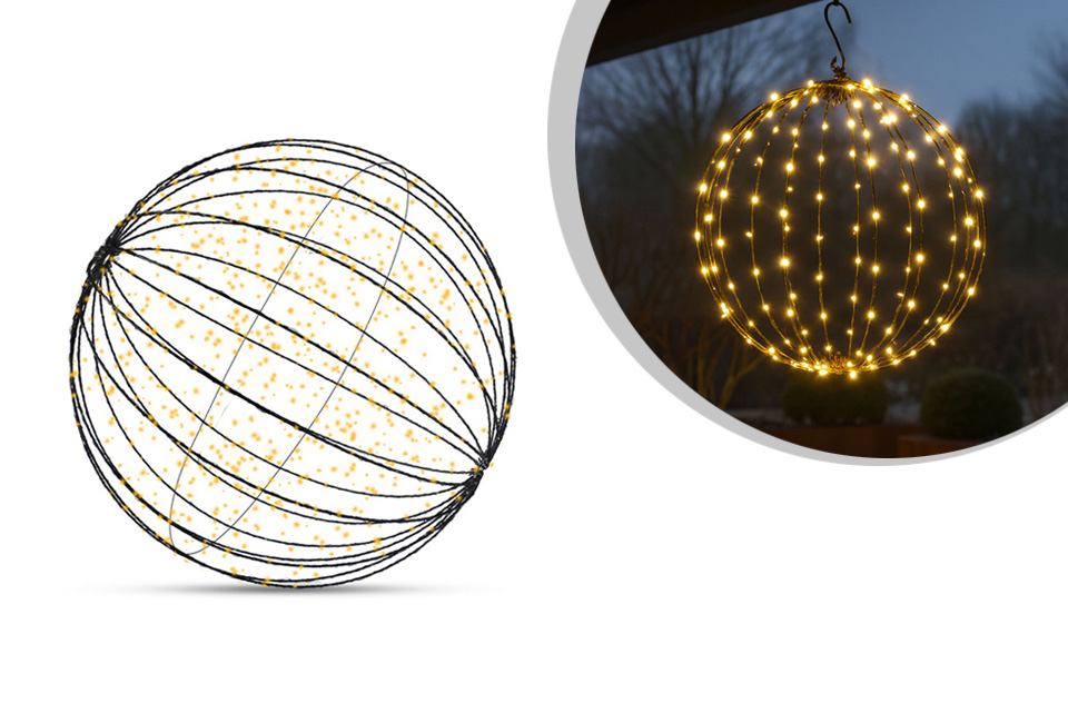 Zusammenklappbare Lichtkugel mit warmweißem Stimmungslicht