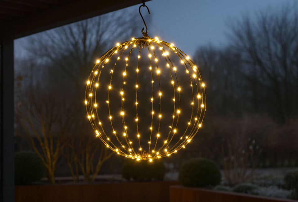 Zusammenklappbare Lichtkugel mit warmweißem Stimmungslicht