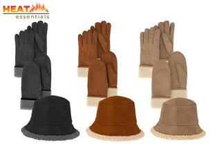 Bonnet, gants ou moufles aspect daim pour femmes