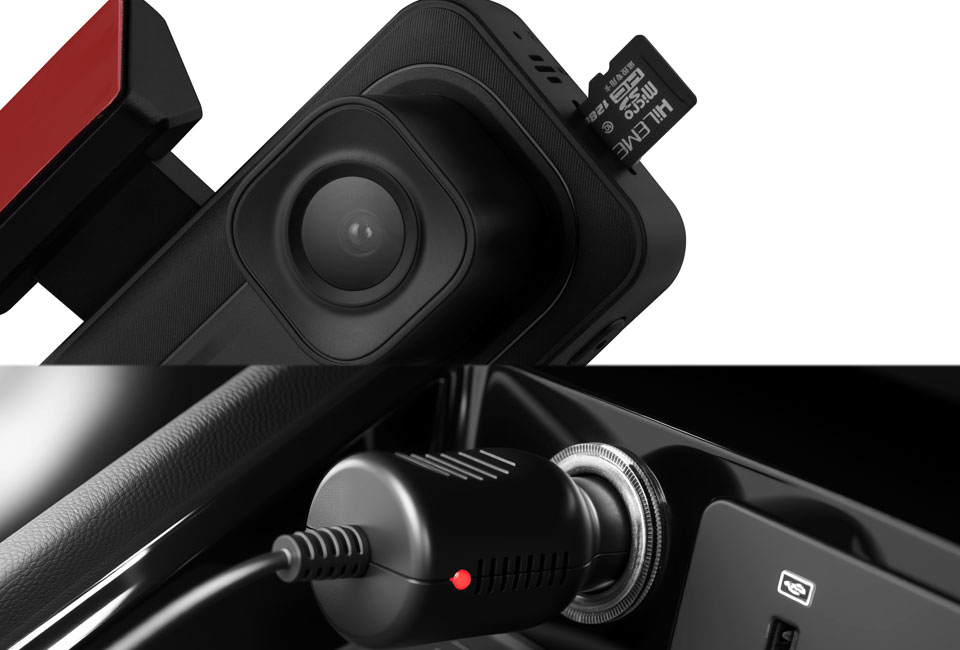 Kompakte Dashcam mit Doppelkamera