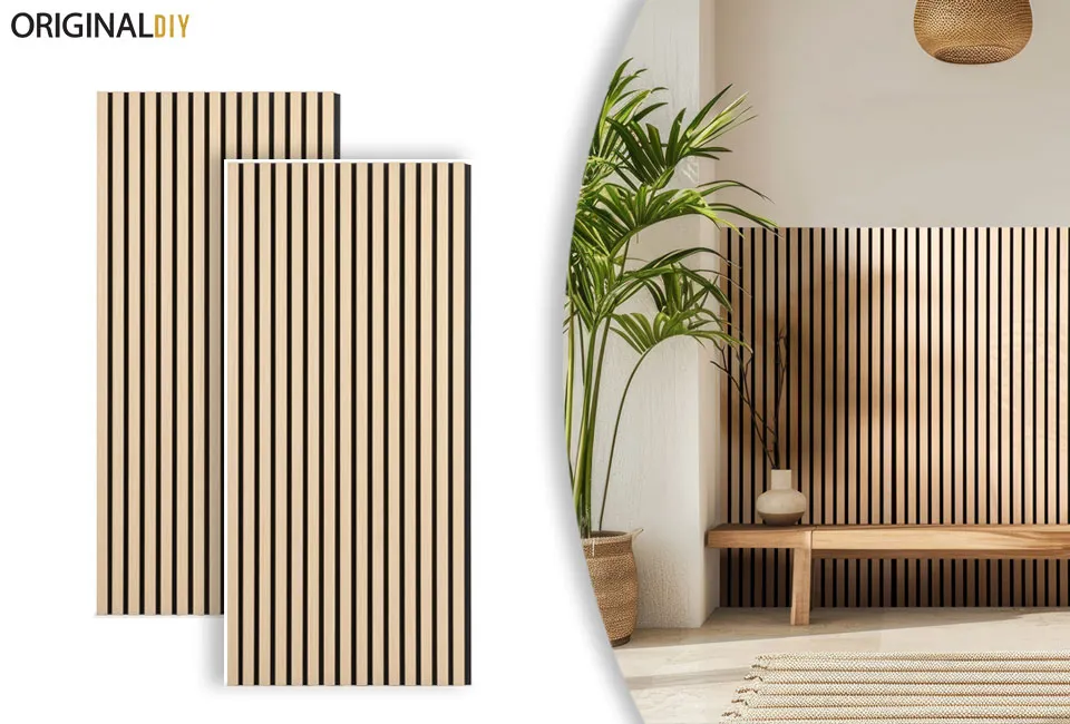 Akoestische wandpanelen in houtlook