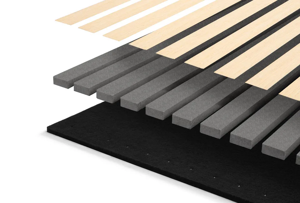 Akoestische wandpanelen in houtlook