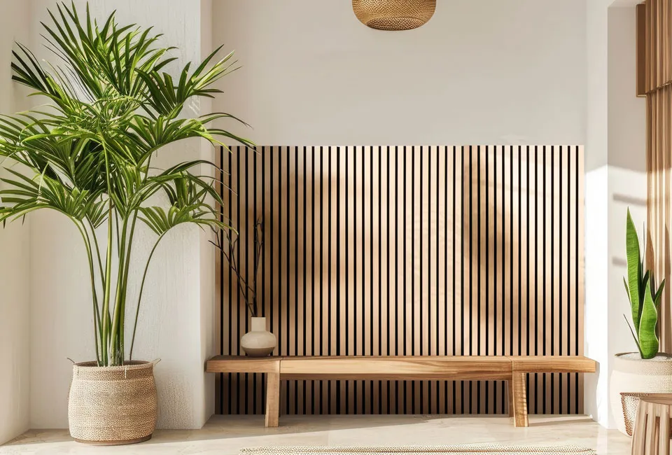 Akoestische wandpanelen in houtlook