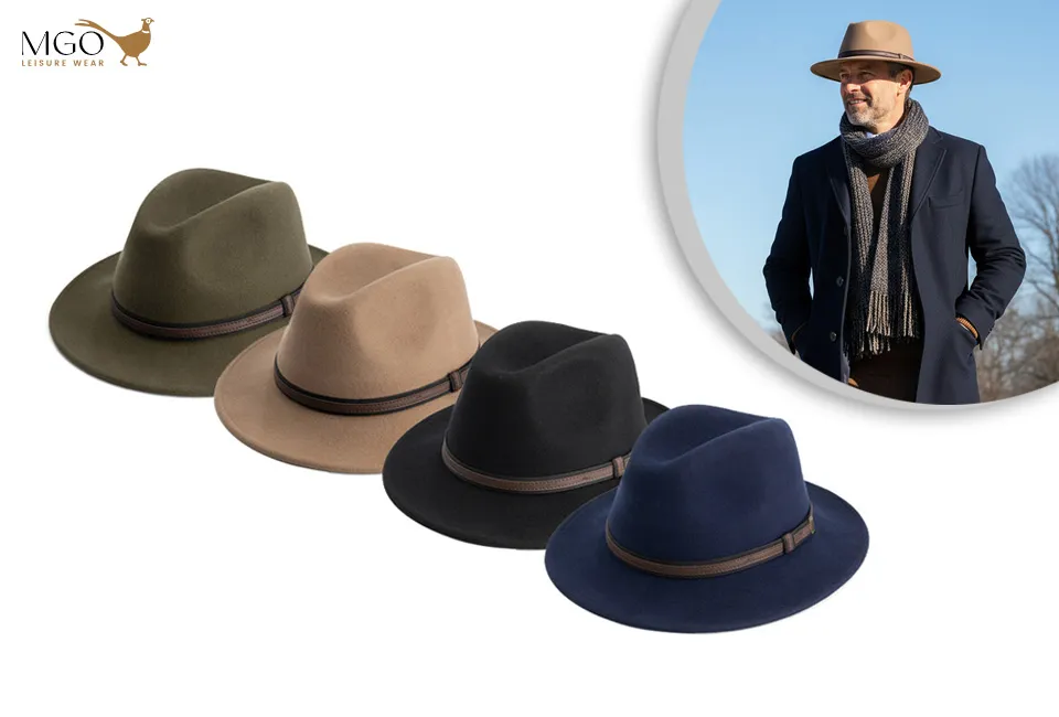 Cappello classico da uomo in lana con fascia alla moda