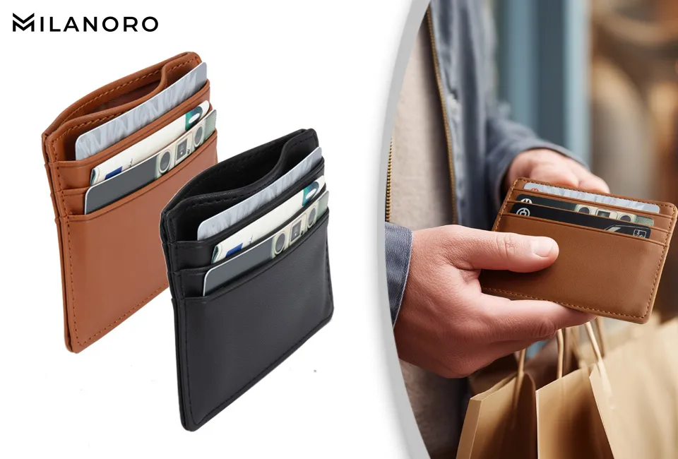 Eleganckie etui na karty ze sztucznej sk&oacute;ry z 4 przegr&oacute;dkami