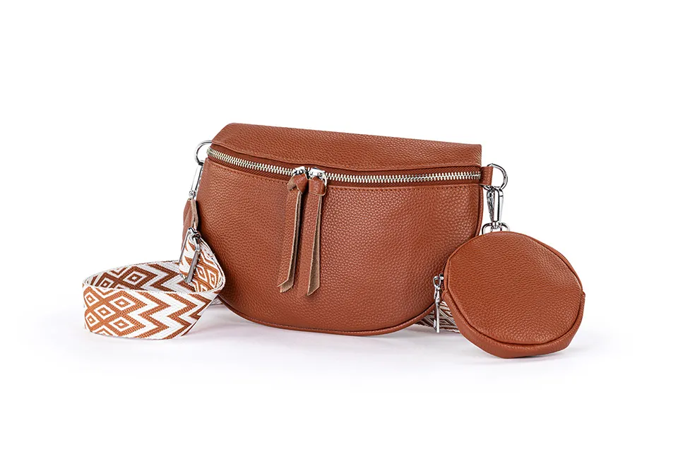 Stylowa sk&oacute;rzana torebka z saszetką lub portfelem gratis