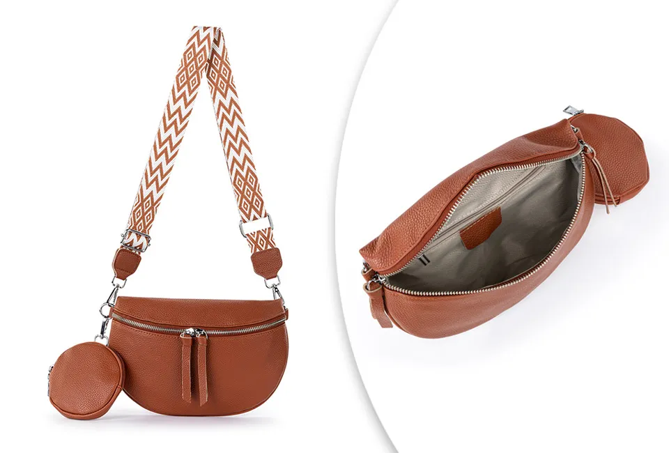 Stylowa sk&oacute;rzana torebka z saszetką lub portfelem gratis