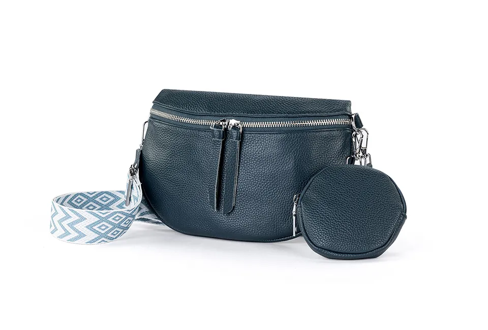 Stylowa sk&oacute;rzana torebka z saszetką lub portfelem gratis