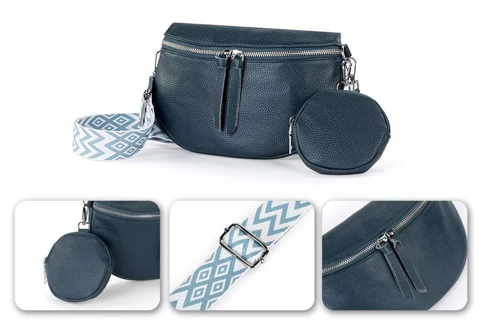 Stylowa sk&oacute;rzana torebka z saszetką lub portfelem gratis