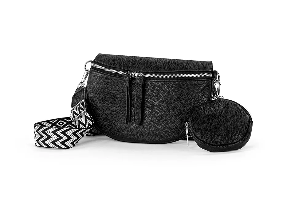 Stylowa sk&oacute;rzana torebka z saszetką lub portfelem gratis