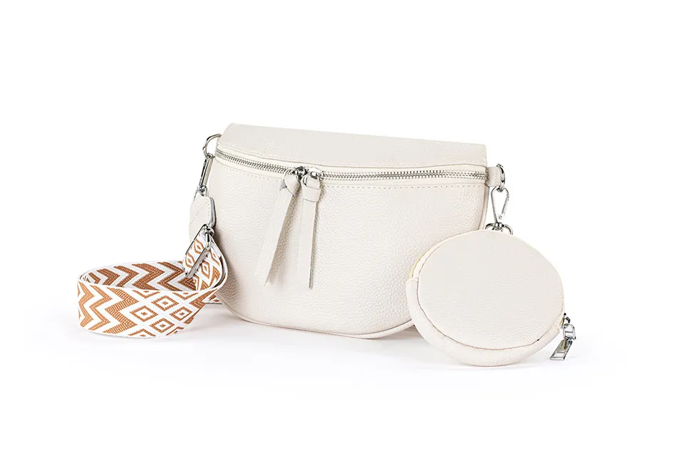 Stylowa sk&oacute;rzana torebka z saszetką lub portfelem gratis