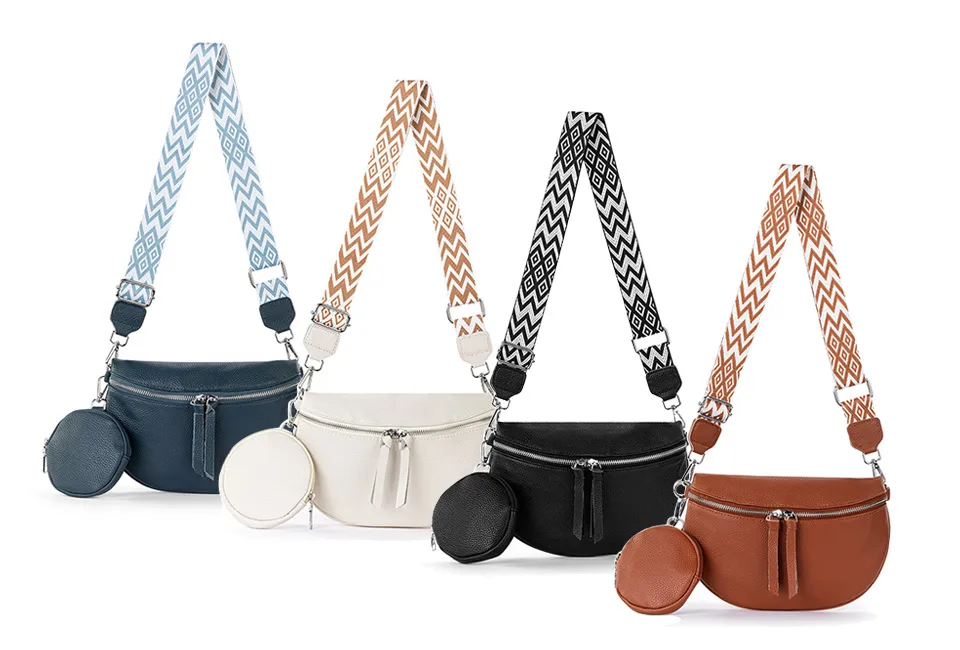 Stylowa sk&oacute;rzana torebka z saszetką lub portfelem gratis