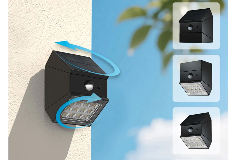 Juego de 2 apliques giratorios alimentados por energ&iacute;a solar