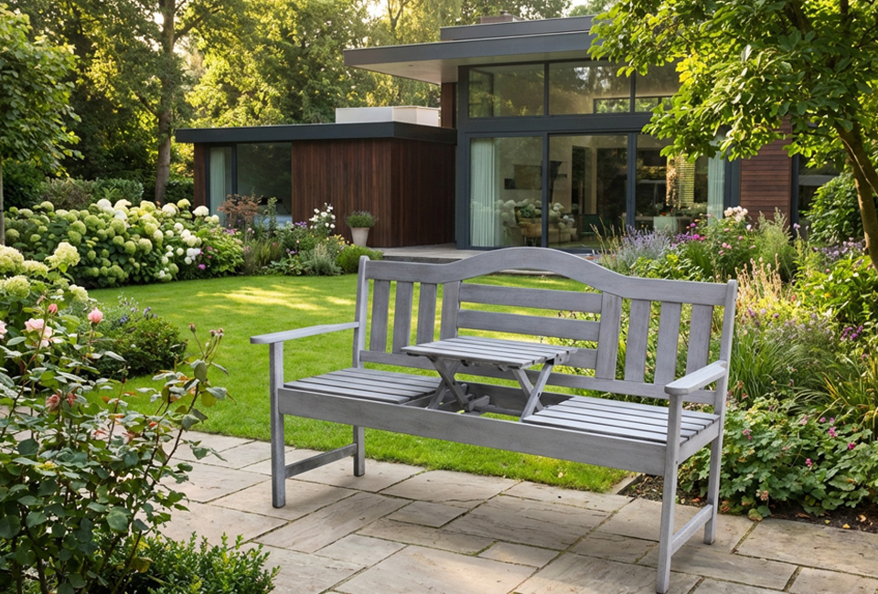 Panca da giardino elegante in legno duro meranti