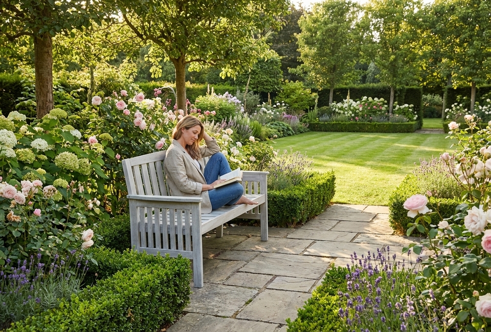 Panca da giardino elegante in legno duro meranti