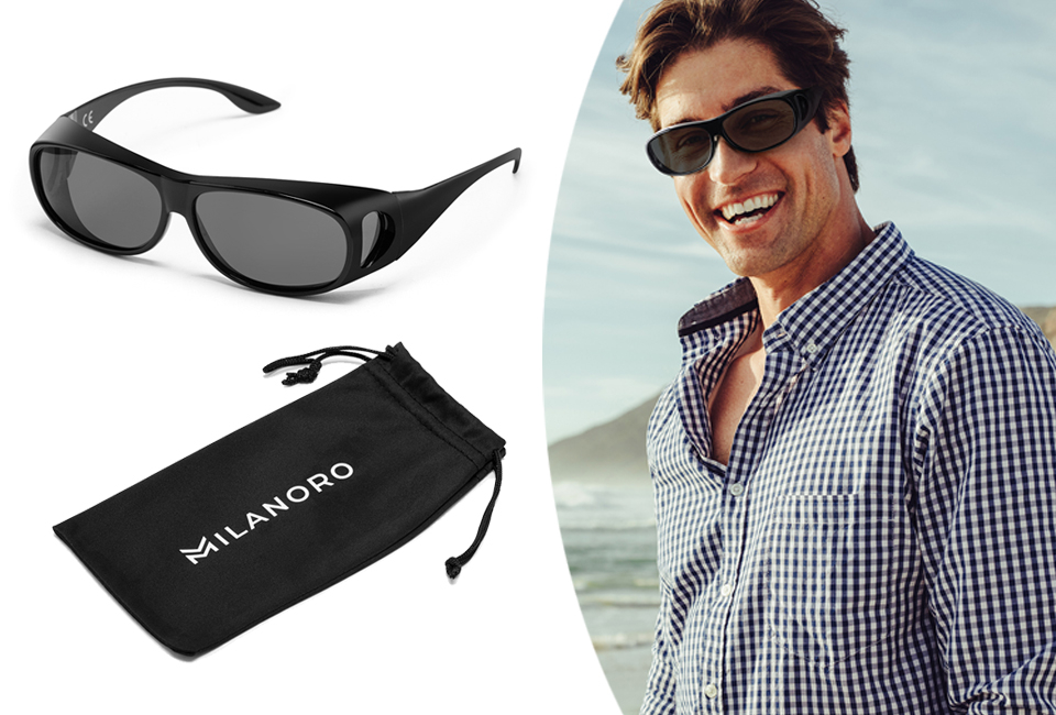 Sur-lunettes de soleil polarisées et protection UV à 100% avec étui de protection