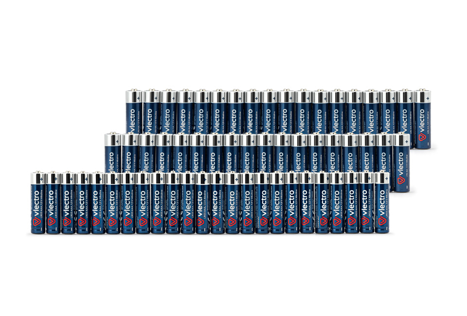 60 piles alcalines puissantes : AA ou AAA