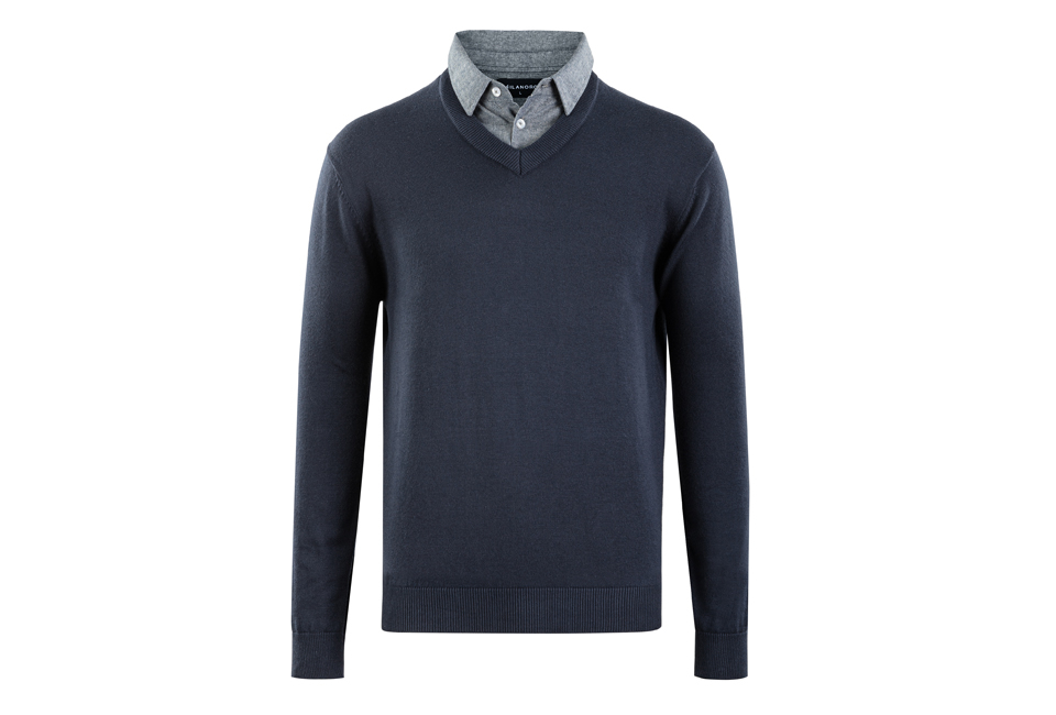 Herenpullover met overhemdkraag