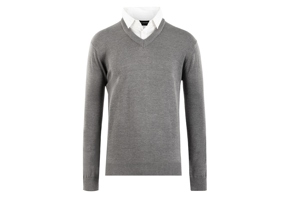 Herenpullover met overhemdkraag