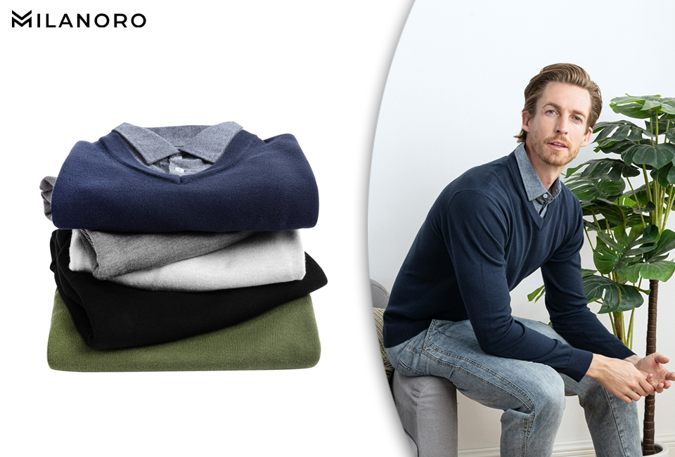 Herenpullover met overhemdkraag