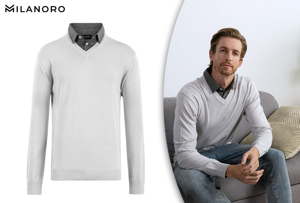 Herenpullover met overhemdkraag