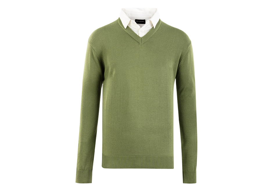 Herenpullover met overhemdkraag