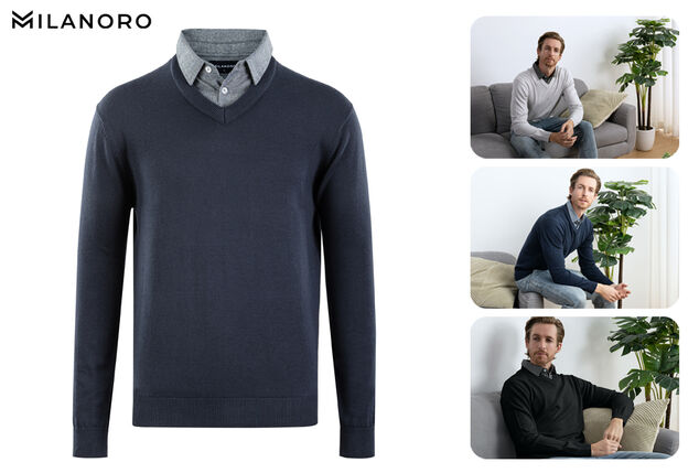 Herenpullover met overhemdkraag
