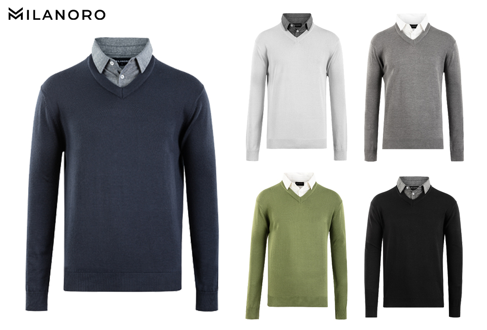 Herenpullover met overhemdkraag