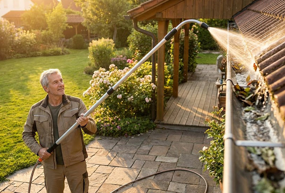 Lance de nettoyage pour gouttières et bords de toit