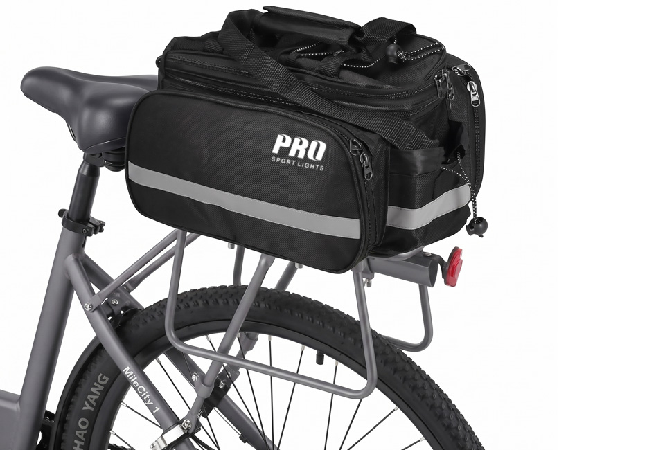 Sacoche de vélo à volume modulable pour porte-bagages