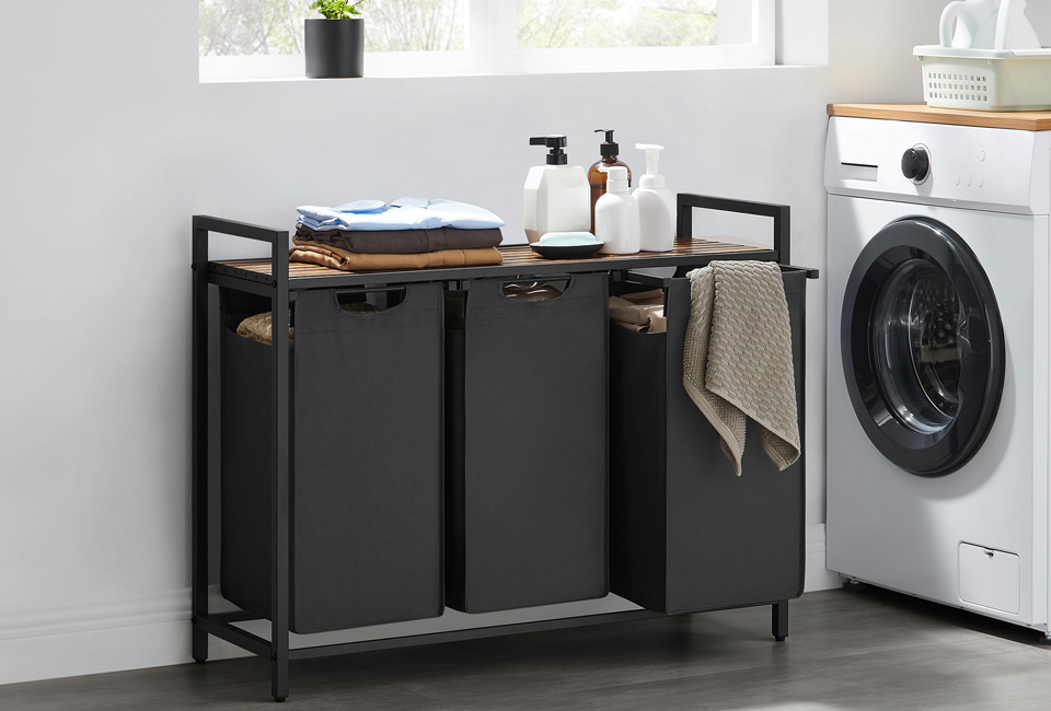 Organisateur de paniers à linge avec trois compartiments