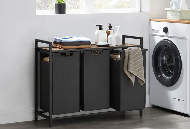 Organisateur de paniers à linge avec trois compartiments